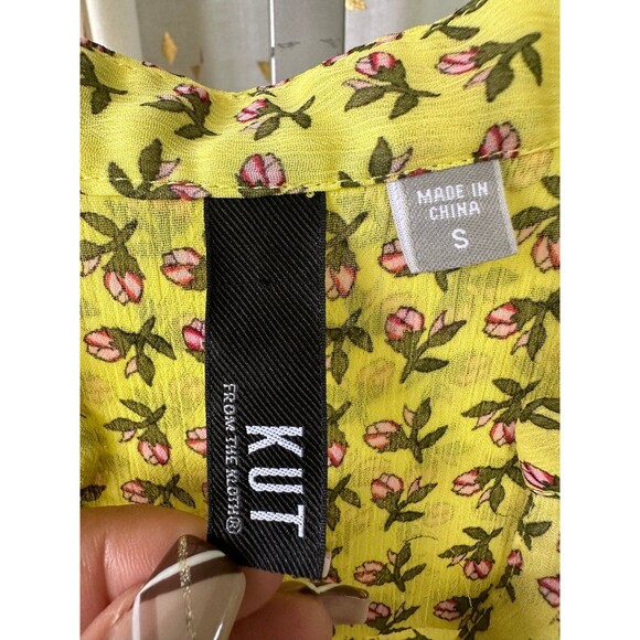 Kut From The Kloth Women's Sheer Ditsy Floral Long Sleeve Button Up Blouse S - Picture 6 of 6
